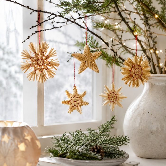 Riffelmacher 16 Strohsterne 5-10 cm 75314 | Beige - Weihnachtsanhänger