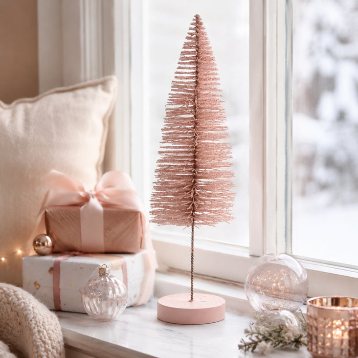 Riffelmacher Deko Weihnachtsbaum stehend 10×31 cm 20723 | Rosa Gold Glitter