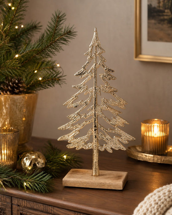 Riffelmacher Tannenbaum Aufsteller gold | Aluminium | 16,5x32,5 cm | 15836