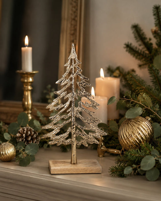 Riffelmacher Tannenbaum Aufsteller gold | Aluminium | 16,5x32,5 cm | 15836