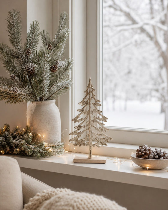 Riffelmacher Tannenbaum Aufsteller gold | Aluminium | 16,5x32,5 cm | 15836