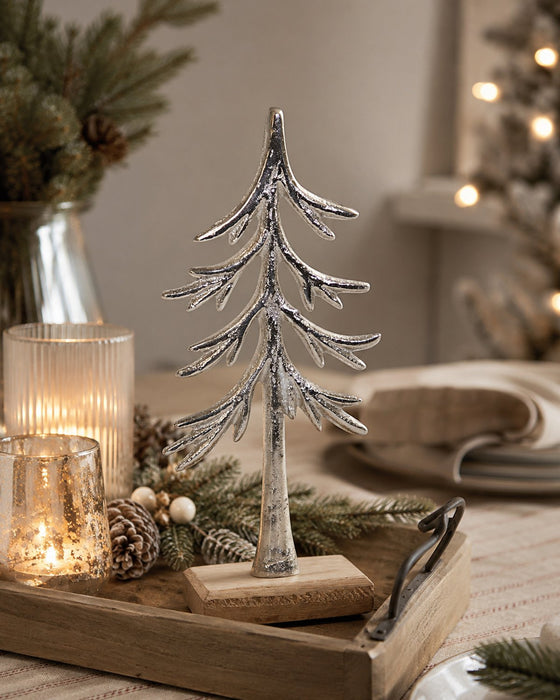 Baum zum Stellen | 23x5 cm | Aluminium silber | Winterdeko modern | 24776