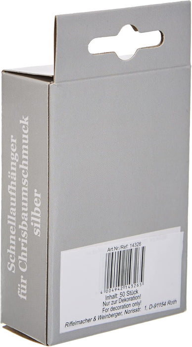 Kugel-Aufhänger in Box, | 50 Stück Silber