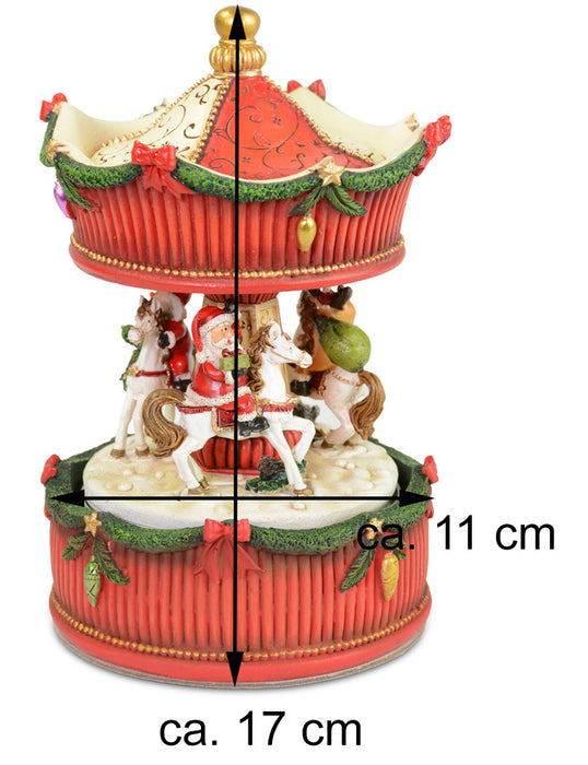 Riffelmacher Spieluhr Karussell mit Weihnachtsmann und Pferden 17 x 11 cm 70895 - Weihnachtsdekorati