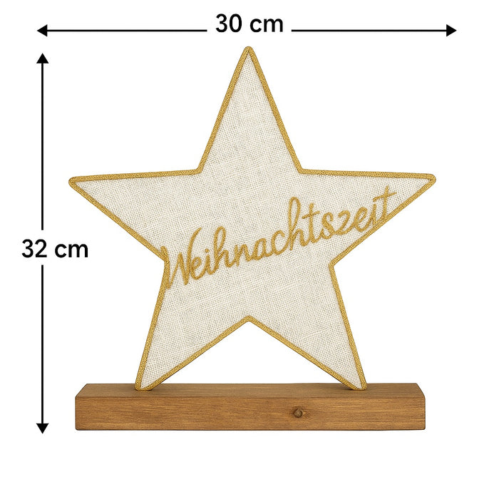 Weihnachtszeit - goldener Stern auf Holzsockel 30*32*5 cm - 75233