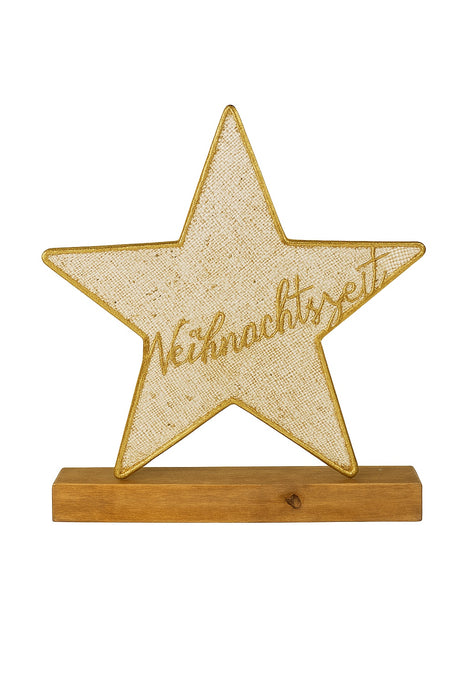 Weihnachtszeit - goldener Stern auf Holzsockel 30*32*5 cm - 75233