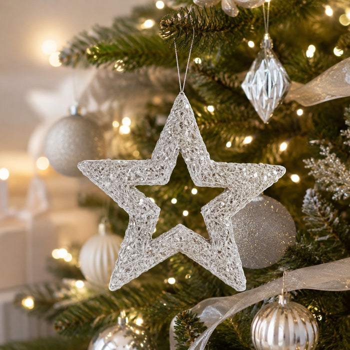 Riffelmacher Deko Glitter-Stern 15 cm 17355 | Silber - Weihnachten