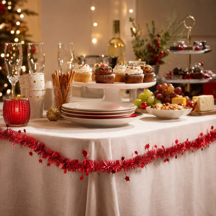 Sterne Girlande Rot 2 m Lametta Weihnachtsdeko Partydeko