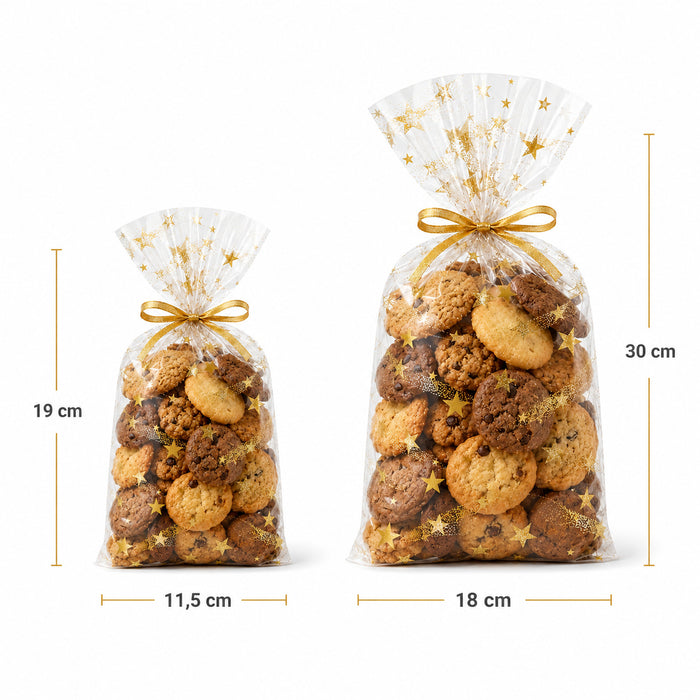 Gebäcktüten Goldene Sterne | 10 Stk. 18×30cm