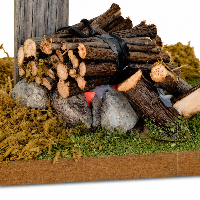 Mini Holz Lagerfeuer mit Vordach und LED - 8,5 cm | 78379 - Krippen Zubehör