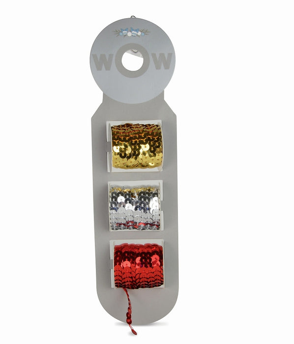 Paillettenband 3er Set | 5mm x 3m | Gold/Silber/Rot