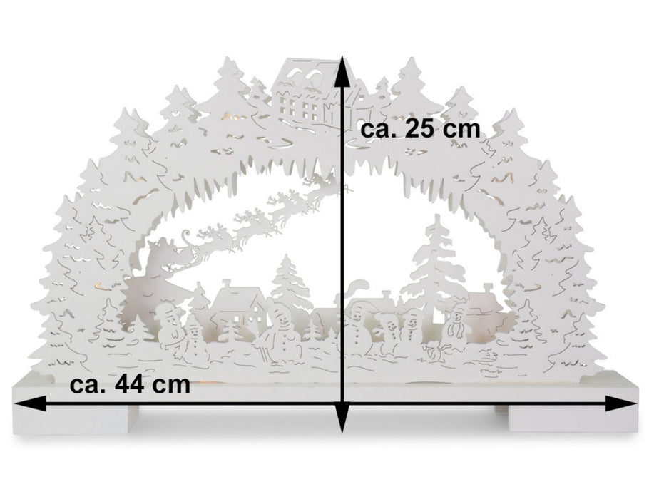 Riffelmacher Schwibbogen Winterlandschaft mit Schneemännern 44 x 25cm 76489 | Weiß