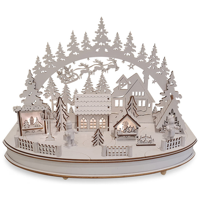Riffelmacher LED Schwibbogen "Weihnachtsmarkt" mit Timer 36 x 25cm - 76516 | Weiß