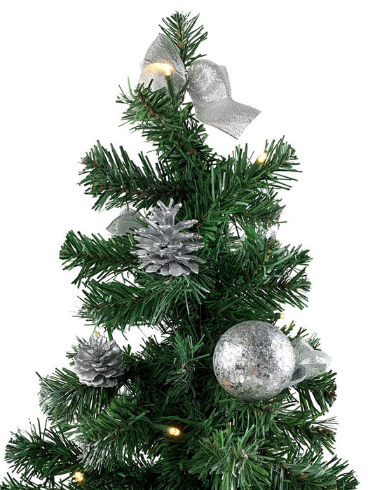 Geschmückter Weihnachtsbaum mit 20er LED Lichterkette - 50cm | 20258 - Silber