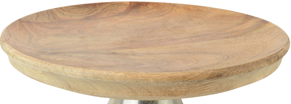 Riffelmacher Dekoteller mit Metallfuß 70349 - Schale aus Mangoholz - Natur Silber 30x13cm