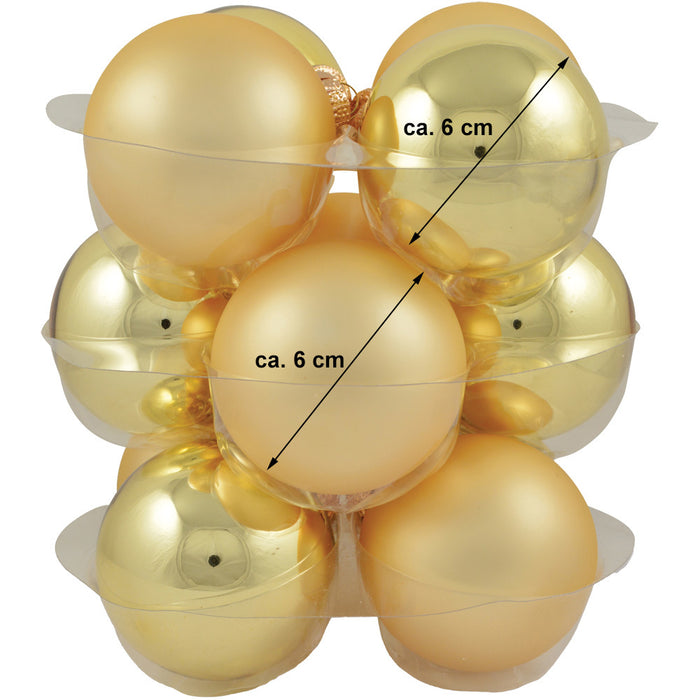 Riffelmacher Glas Weihnachtskugeln im Koffer 26250 | 24 Stück | Ø 6 cm - Gold