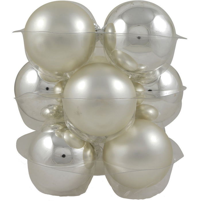 Riffelmacher Glas Weihnachtskugeln im Koffer 26251 | 24 Stück | Ø 6 cm - Silber