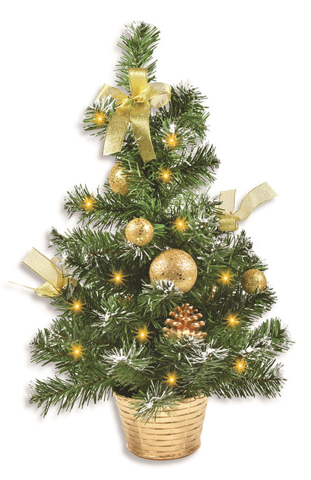 Geschmückter Weihnachtsbaum mit 20er LED Lichterkette - 50cm | 20257 - Gold