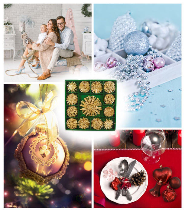 Weihnachtsbaumschmuck Strohsterne 50-tlg. Ø 6-11 cm | 75320 - Christbaum Anhänger