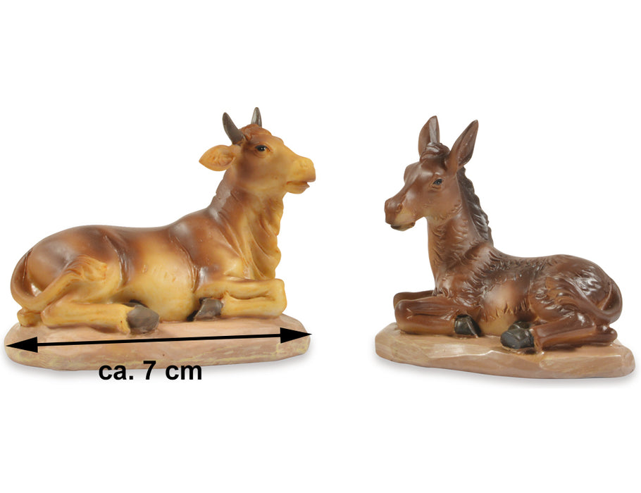 Riffelmacher Tierset Ochs und Esel 7 cm 78041 | Braun