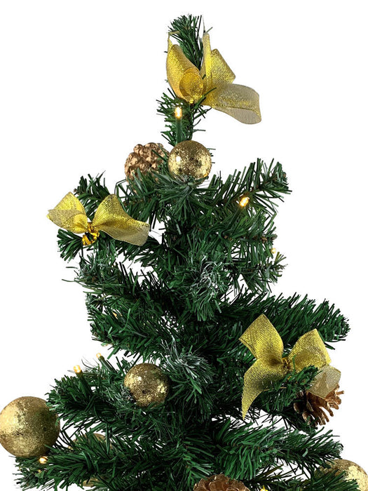 Geschmückter Weihnachtsbaum mit 20er LED Lichterkette - 50cm | 20257 - Gold