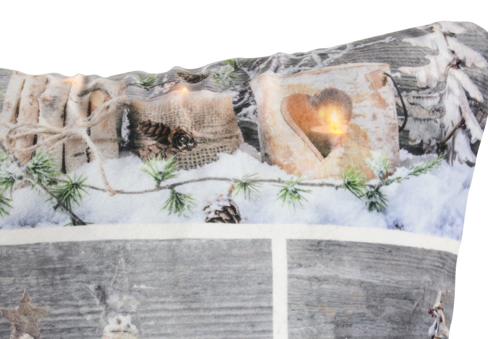 Riffelmacher Kissen "Bäume im Schnee" beleuchtet 12146 - 45x45cm | Weiß