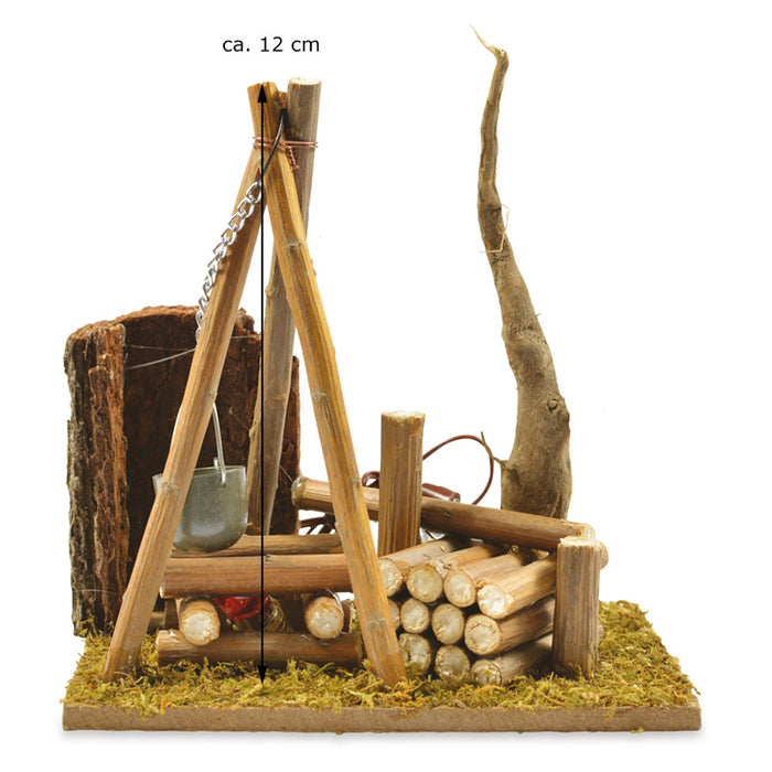 Riffelmacher LED Lagerfeuer mit Baum und Kochstelle Ø 12 cm - 78290 | Natur
