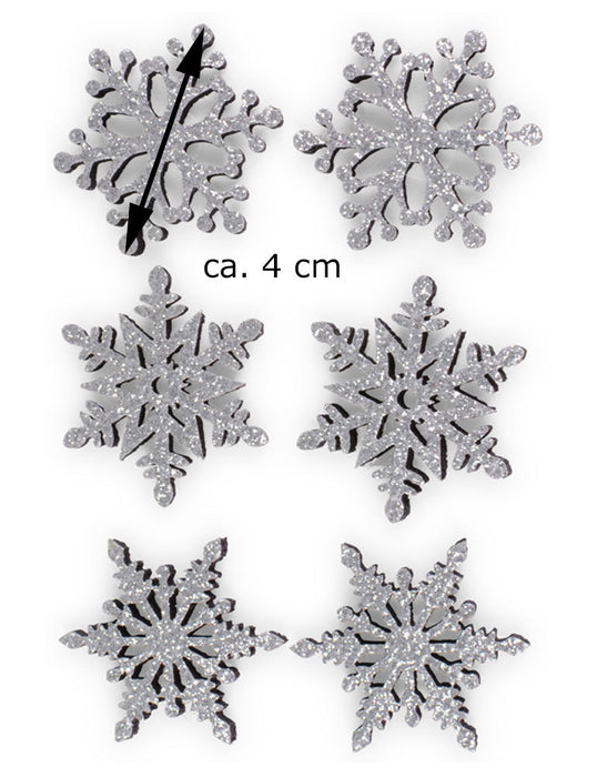 Riffelmacher Filz Streudeko mit Glitter ca. 4cm 70092 | Silber - Flocken