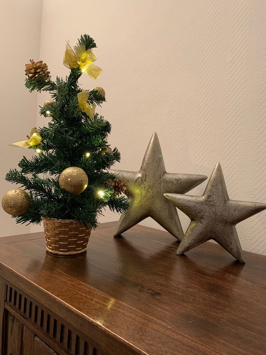 Geschmückter Weihnachtsbaum mit 20er LED Lichterkette - 50cm | 20257 - Gold