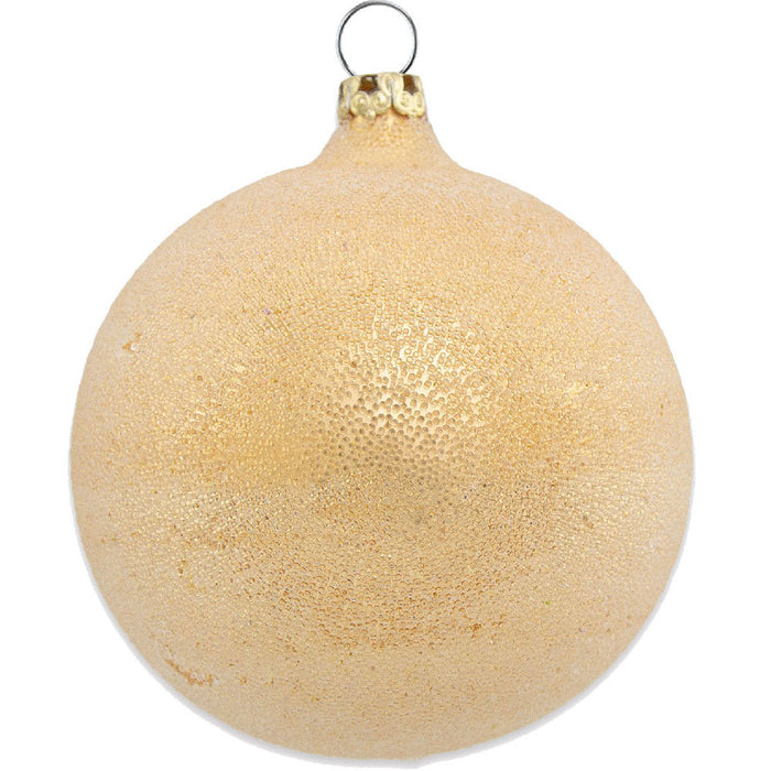 Thüringer Glasdesign Weihnachtsbaumkugel Ø 8 cm (3 Stück) - Perlentau Gold | Glas Christbaumkugeln M