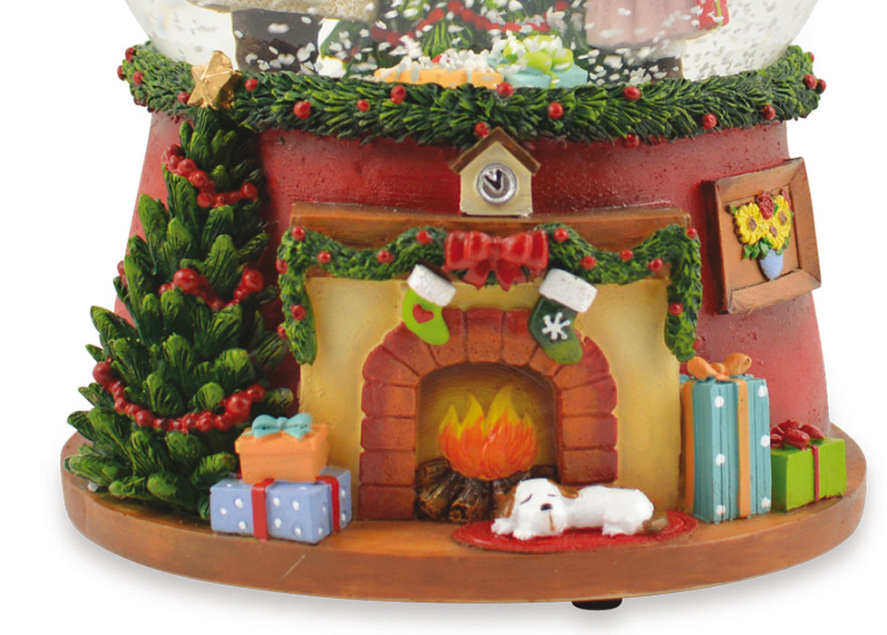 Schneekugel Spieluhr "Weihnachtsmann mit Weihnachtsbaum" 14 cm - 72284 | Adventsdeko