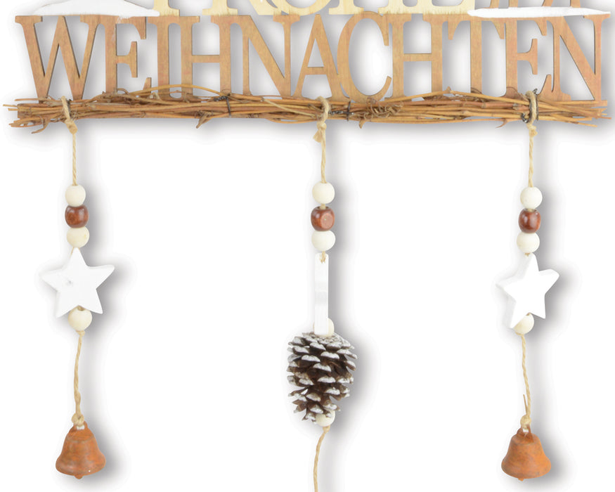 Riffelmacher Schriftzug "Frohe Weihnachten" 17156 - zum Hängen - Natur 29x40cm