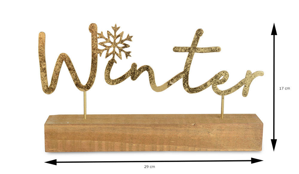 Riffelmacher Schriftzug auf Holzsockel "Winter" 29 x 17 cm 18822 - Gold