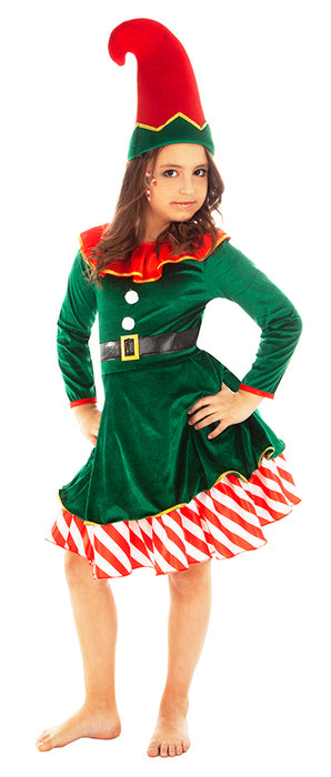 Weihnachtselfe Wichtel Zwergen Kostüm für Mädchen - Grün Rot