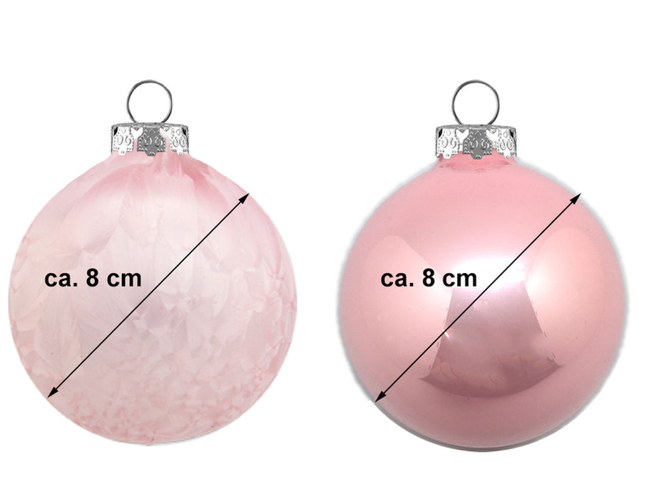 Glaskugeln Eis / Opal 806-1234-999 | 6 Stück | Ø 8 cm - Rosa