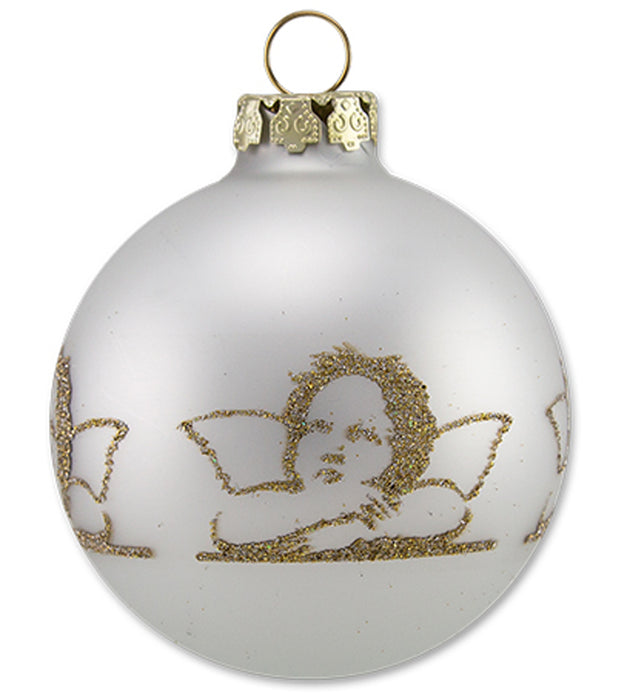 Thüringer Glasdesign Weihnachtskugel-Set 16-tlg. - Diamonds mit Glitzer Dekor Engel Raphael - A016-2