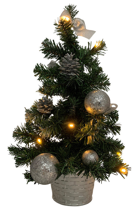 Geschmückter Weihnachtsbaum mit 20er LED Lichterkette - 50cm | 20258 - Silber