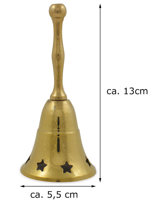 Messing Weihnachtsmann Glocke mit Sternen - Gold 13 cm | 13381 Weihnachtsdekoration