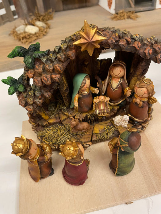 Kinder Krippenfiguren Set 2-15 cm - 10-tlg. mit Stall | 78509 Weihnachtskrippe