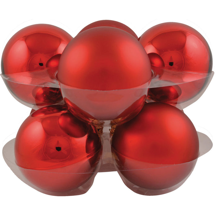 Riffelmacher Glas Weihnachtskugeln im Koffer 26252 | 24 Stück | Ø 6 cm - Rot