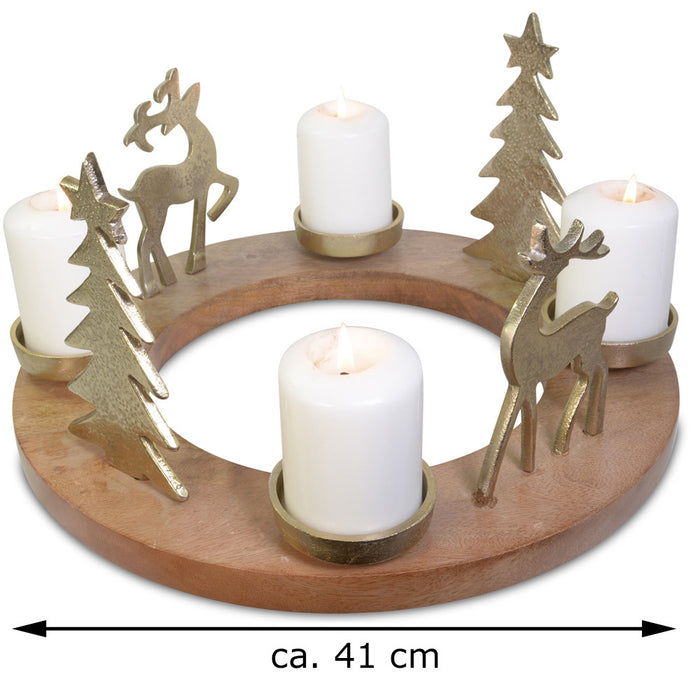 Riffelmacher Adventskranz mit Hirschen und Christbäumen Ø 41 cm 24162 | Gold