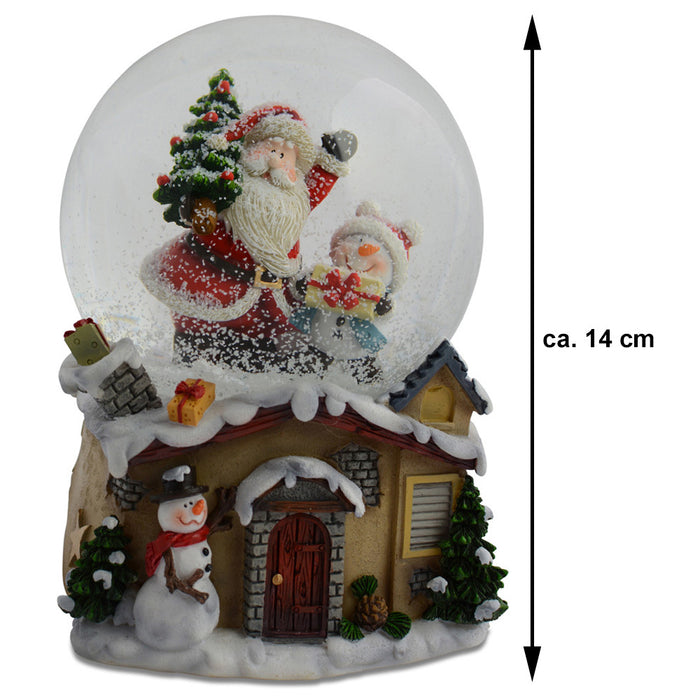 Riffelmacher Spieluhr Schneekugel Weihnachtsmann und Schneemann | 71895 - 14 cm
