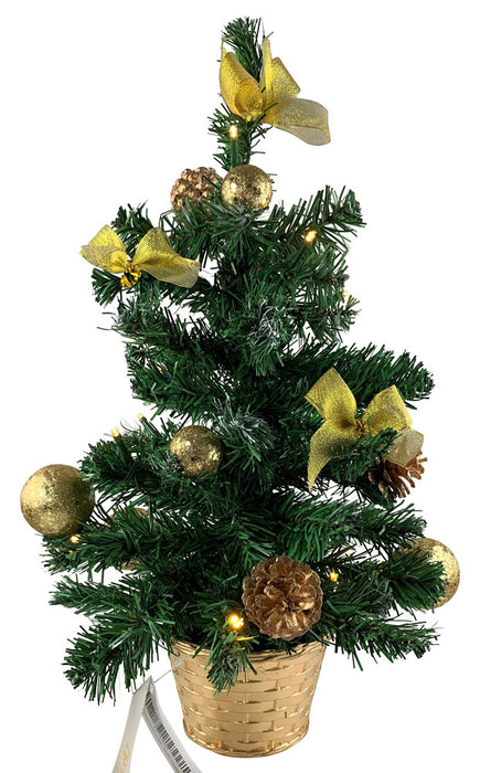 Geschmückter Weihnachtsbaum mit 20er LED Lichterkette - 50cm | 20257 - Gold