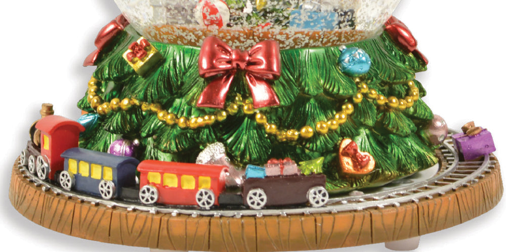 Riffelmacher Spieluhr Schneekugel "Weihnachtsbaum mit umfahrender Eisenbahn" 72292 | 18 x 14 cm
