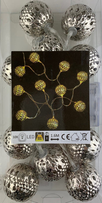 Riffelmacher LED Kugel-Lichterkette 160cm - 10 Kugeln Silber | 76205 Weihnachtsdekoration
