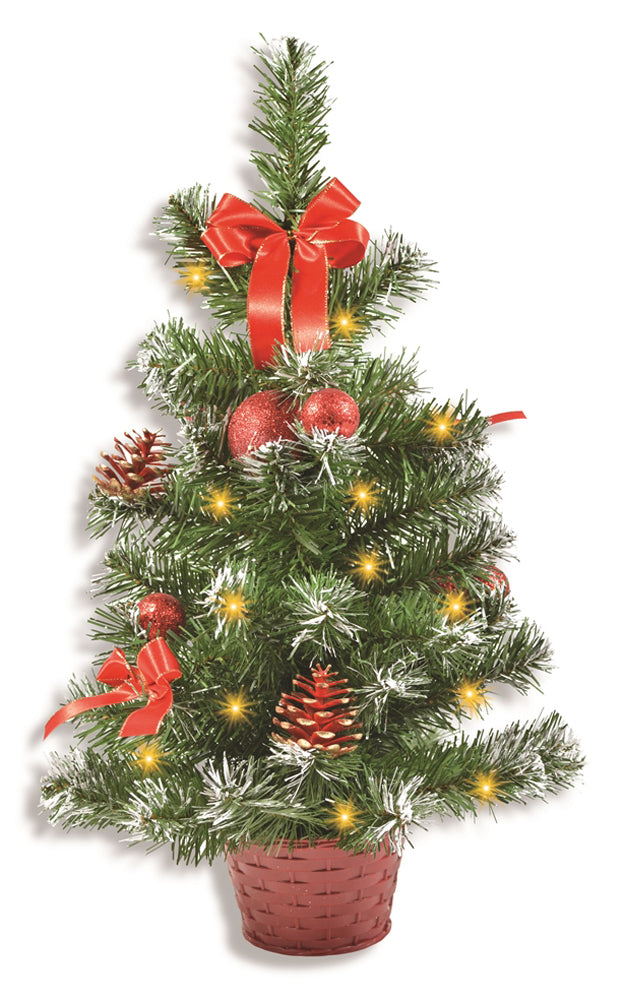 geschmückter künstlicher weihnachtsbaum mit lichterkette Geschmückter Weihnachtsbaum mit 20er LED Lichterkette - 50cm | 20259