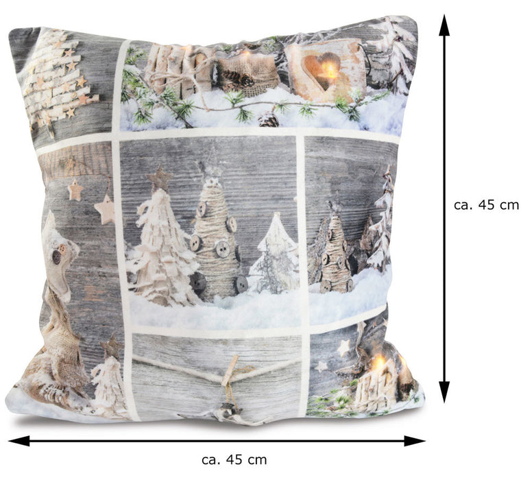 Riffelmacher Kissen "Bäume im Schnee" beleuchtet 12146 - 45x45cm | Weiß