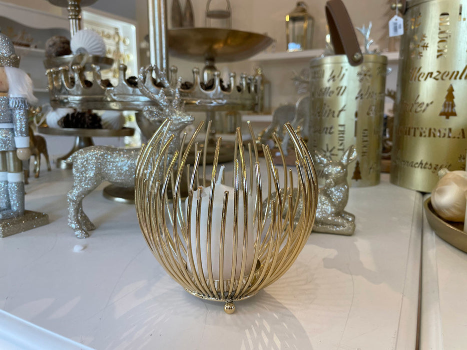 Riffelmacher Teelichthalter Strahlenkugel 11719 | Gold