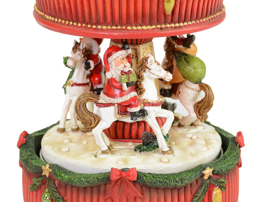 Riffelmacher Spieluhr Karussell mit Weihnachtsmann und Pferden 17 x 11 cm 70895 - Weihnachtsdekorati