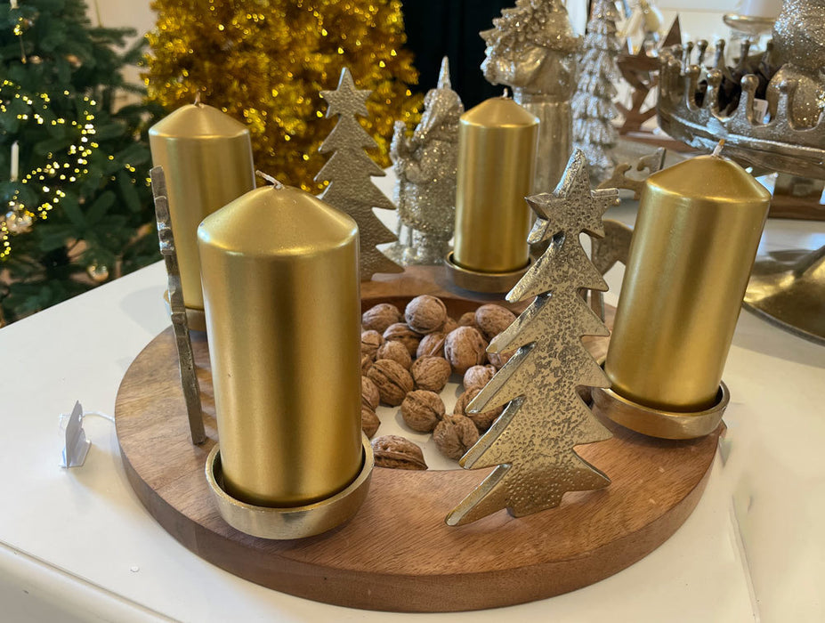 Riffelmacher Adventskranz mit Hirschen und Christbäumen Ø 41 cm 24162 | Gold